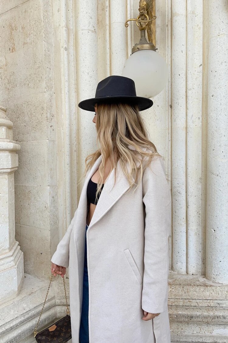 Elegant Beige Single-Breasted Long Coat