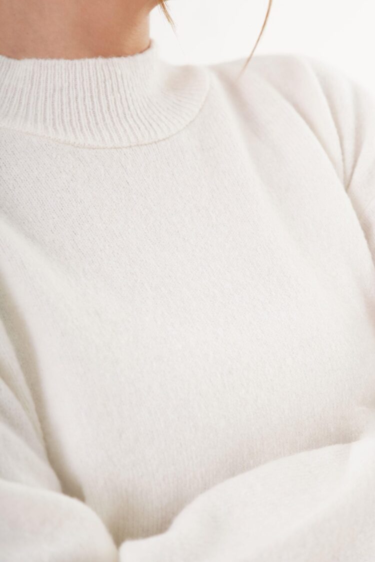 Sweater With High Neck And Straight Long Sleeves
