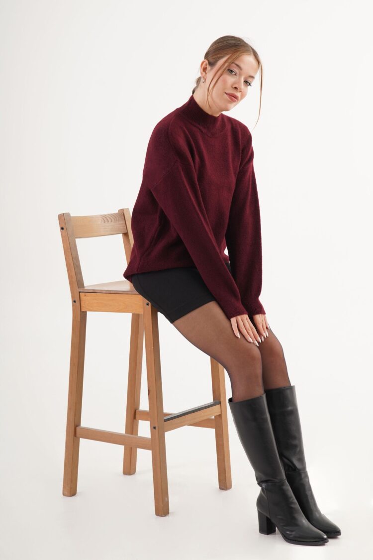 Sweater With High Neck And Oversized Fit