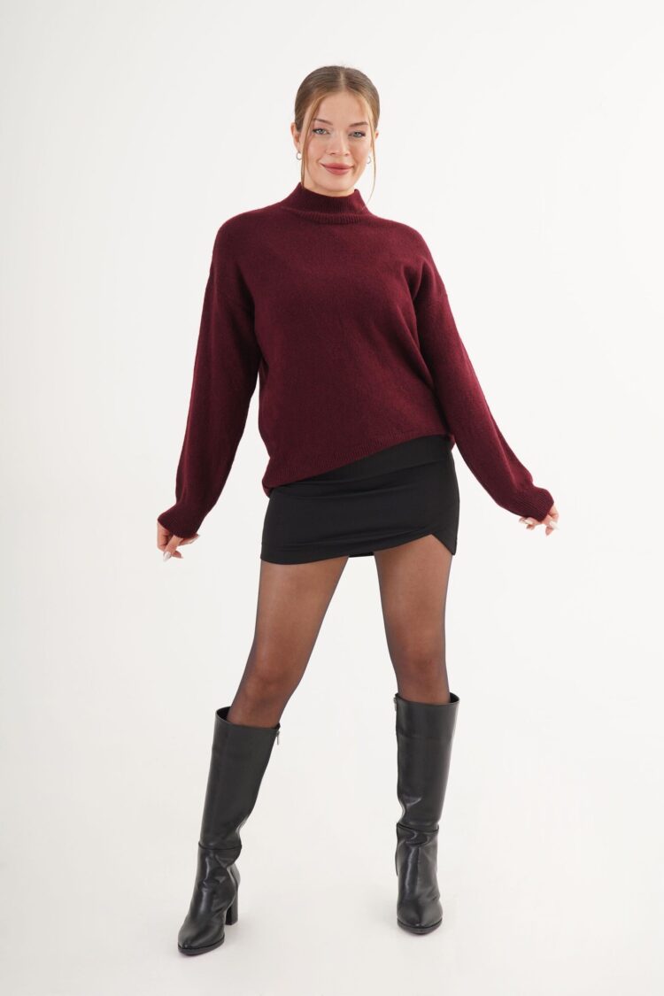 Sweater With High Neck And Oversized Fit