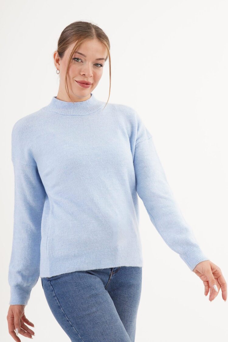 Sweater With High Neck And Long Sleeves