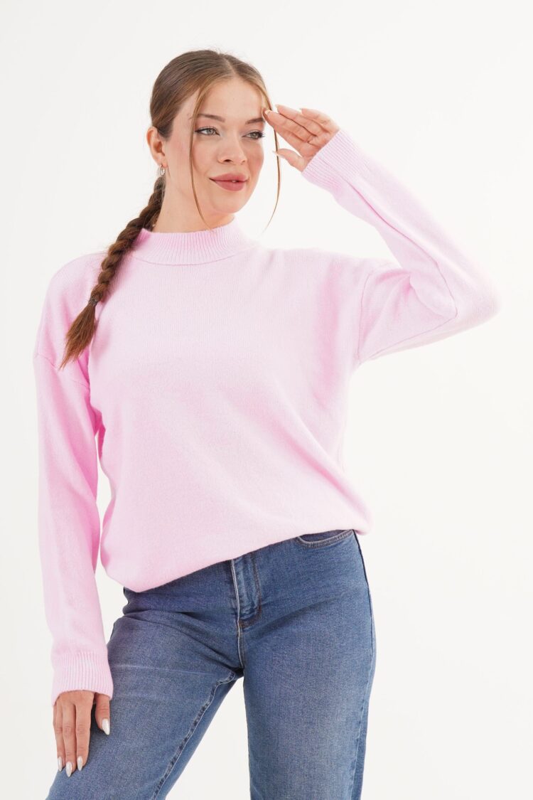 Oversized Fit Casual Sweater With High Neck - Brand: Lustrin - Women & Kids, Baby Clothes Wholesale - Globality Store