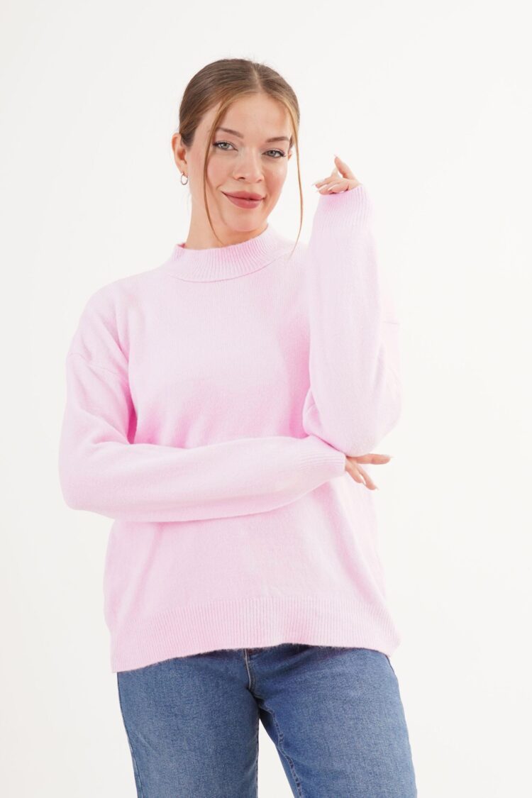 Oversized Fit Casual Sweater With High Neck