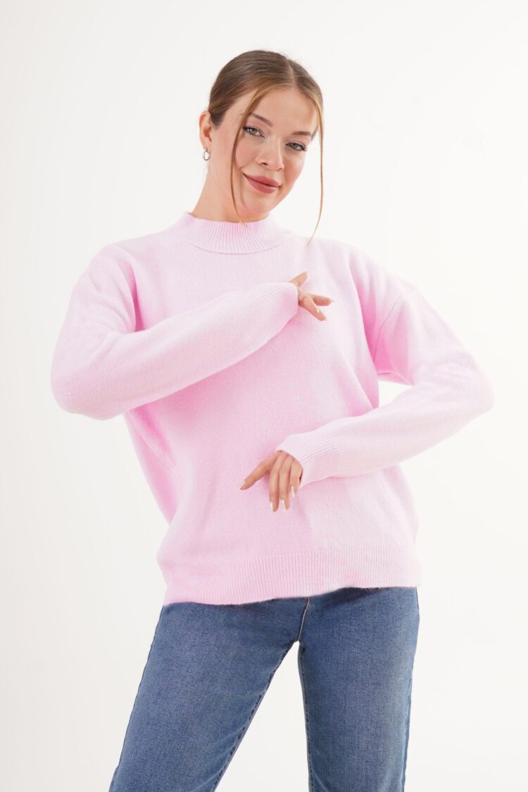 Oversized Fit Casual Sweater With High Neck