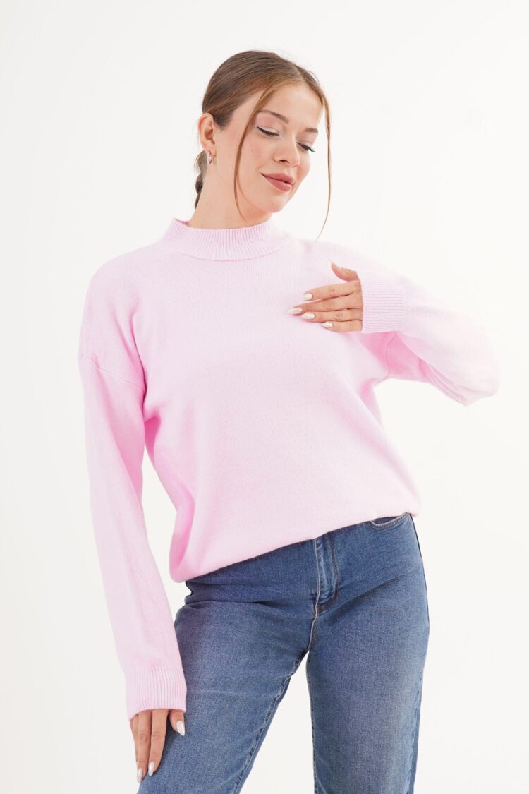 Oversized Fit Casual Sweater With High Neck