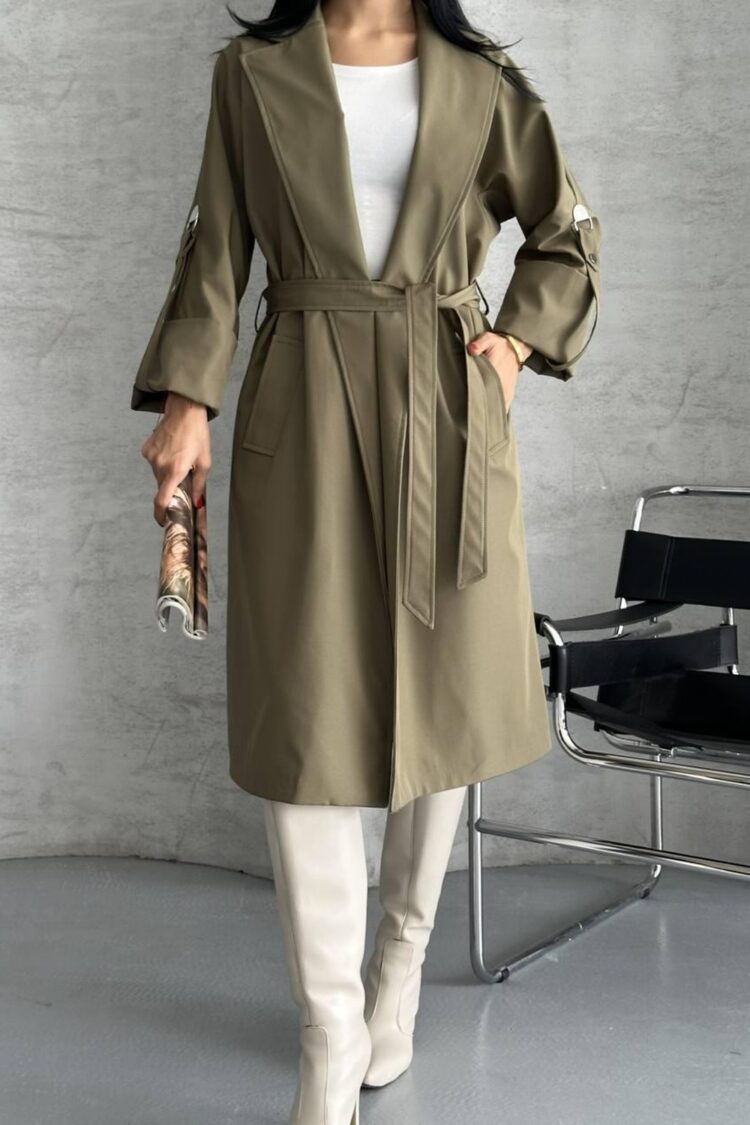 Trenchcoat Elegant Single-Breasted 3/4 Sleeve