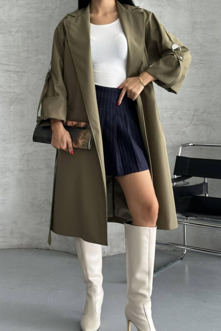 Trenchcoat Elegant Single-Breasted 3/4 Sleeve