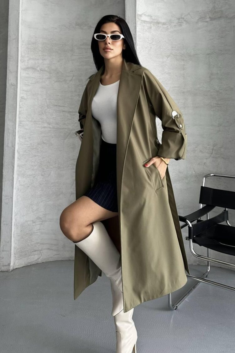 Trenchcoat Elegant Single-Breasted 3/4 Sleeve