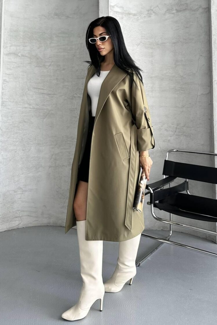 Trenchcoat Elegant Single-Breasted 3/4 Sleeve