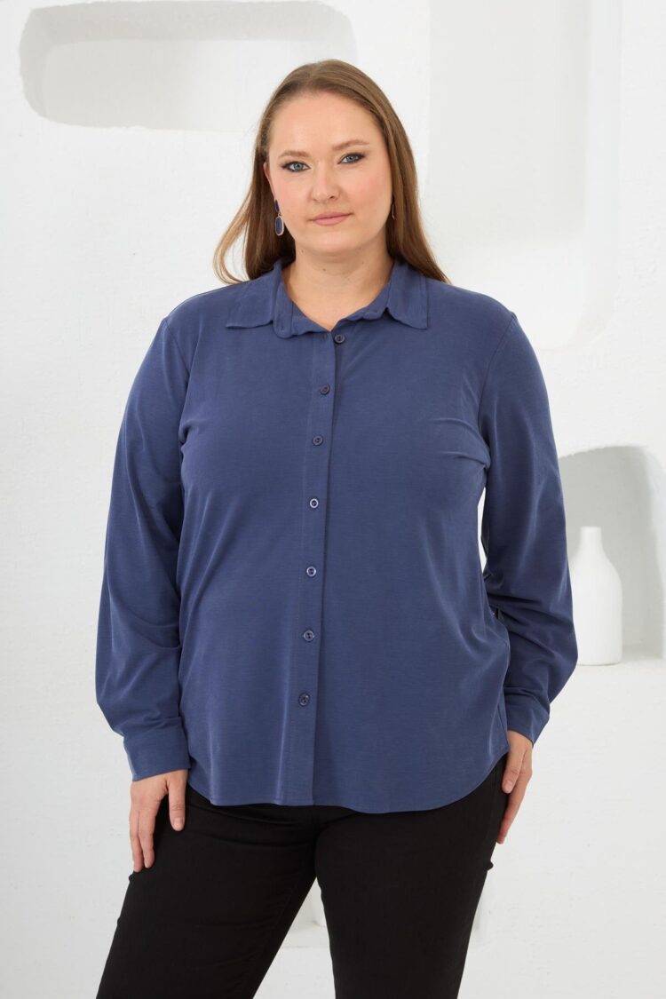 Navy Blue Plus Size Shirt - Brand: RMG - Women & Kids, Baby Clothes Wholesale - Globality Store