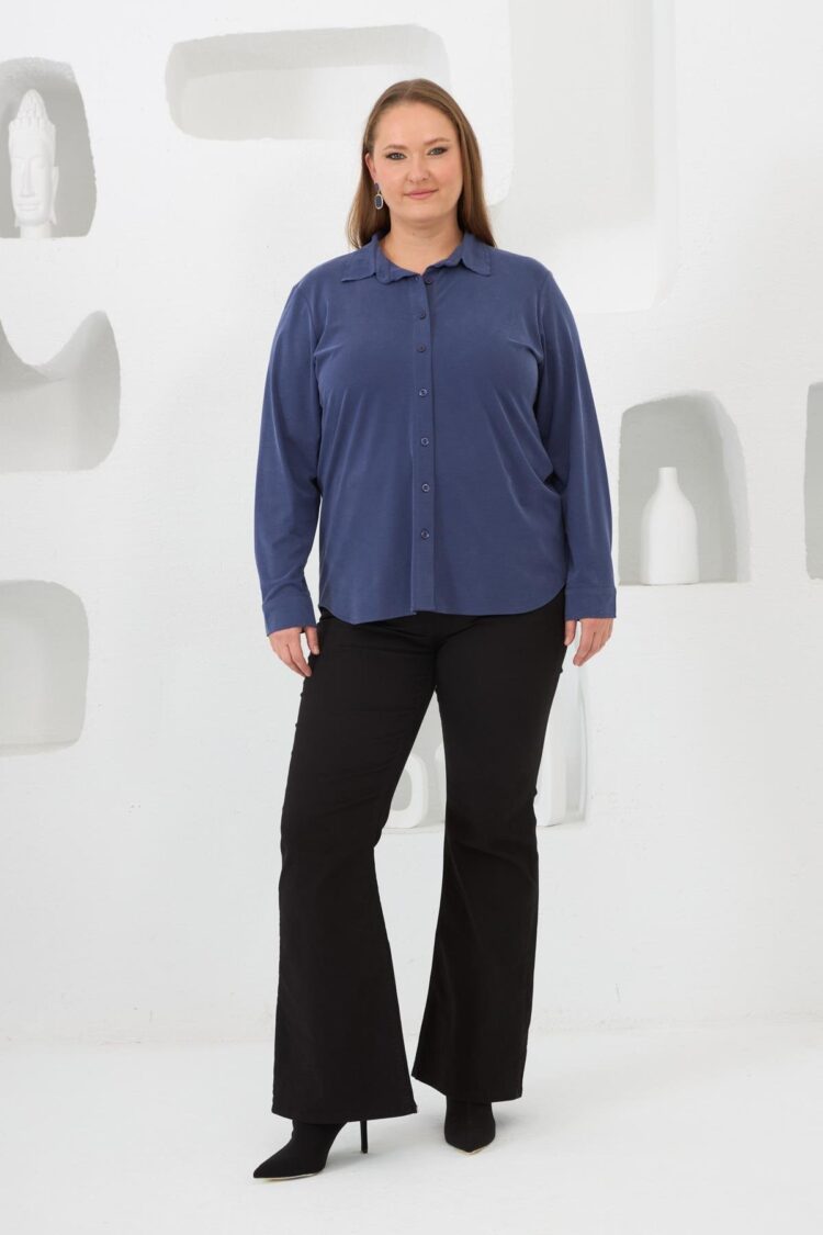 Navy Blue Plus Size Shirt