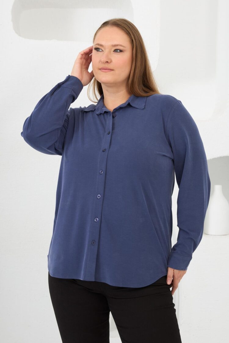 Navy Blue Plus Size Shirt
