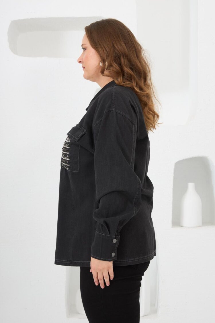 Black Plus Size Casual Streetwear Shirt