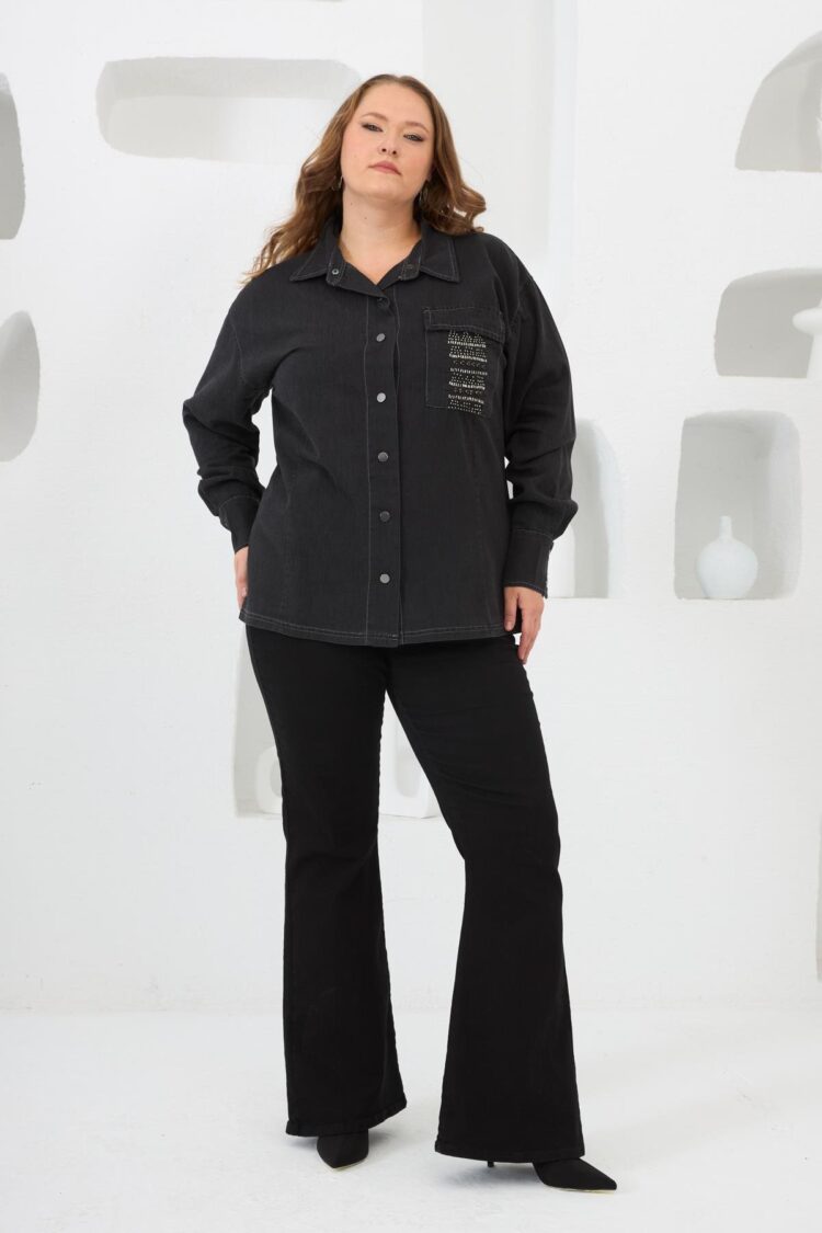 Black Plus Size Casual Streetwear Shirt
