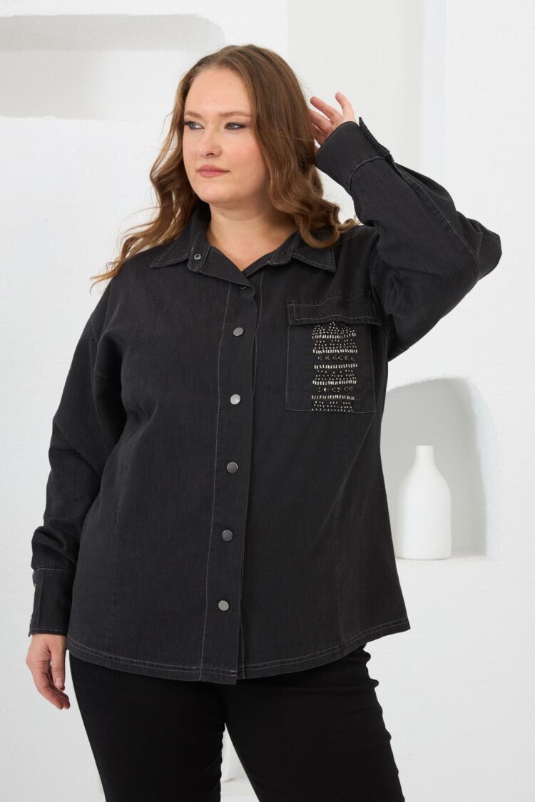 Black Plus Size Casual Streetwear Shirt