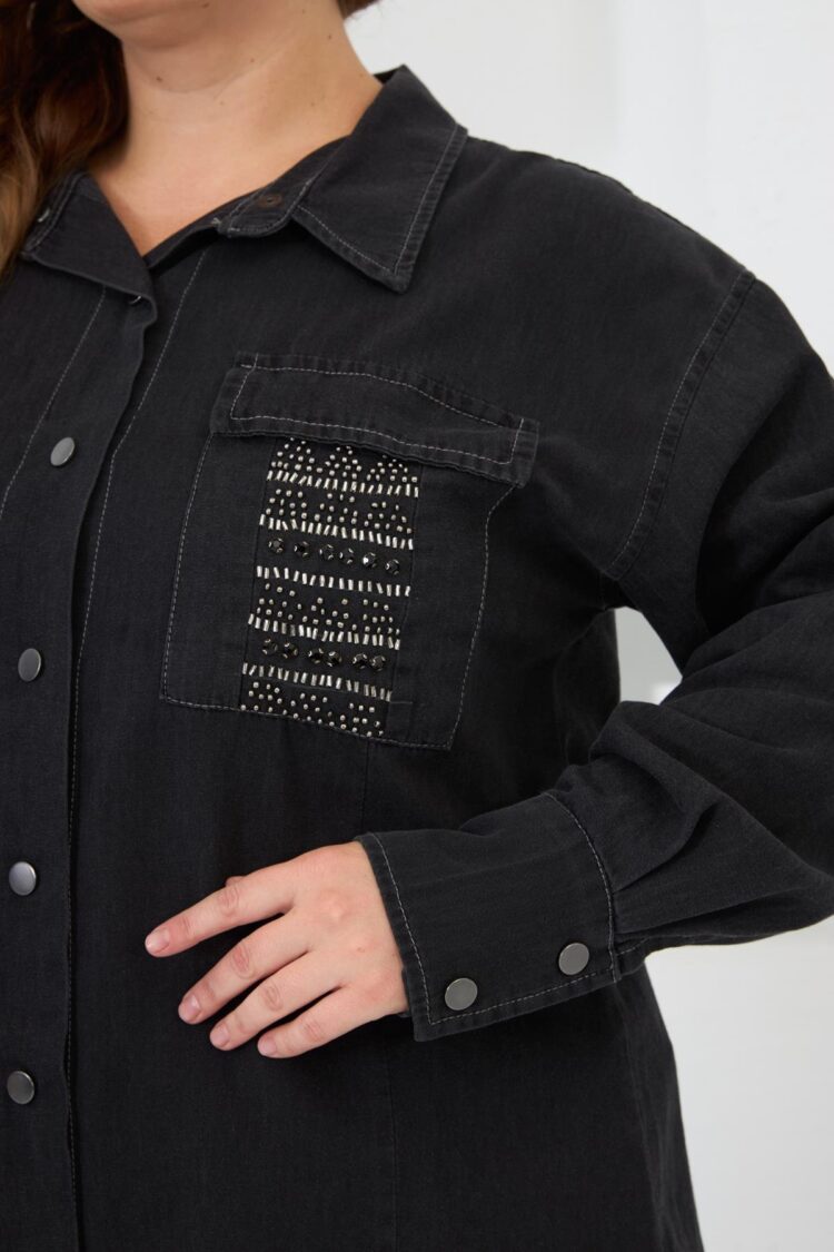 Black Plus Size Casual Streetwear Shirt