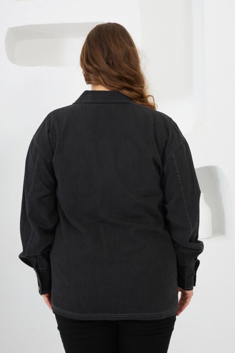 Black Plus Size Casual Streetwear Shirt