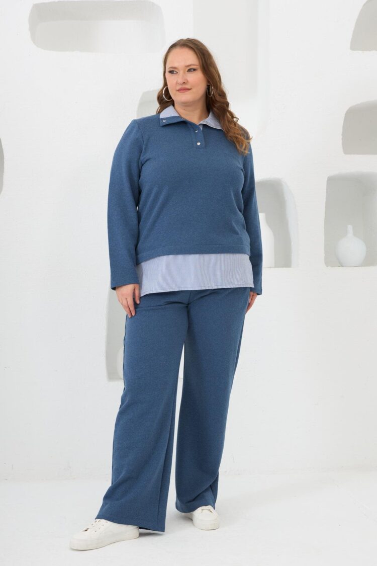 Plus Size Sweat Blue With Shirt Look