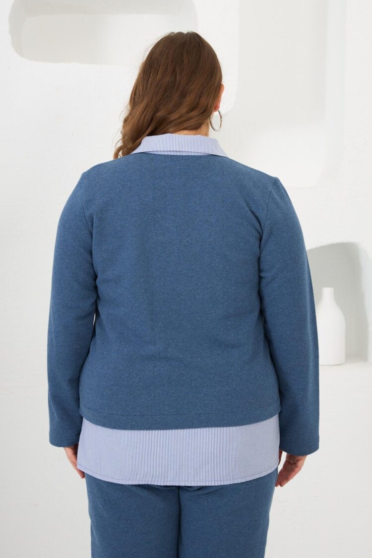 Plus Size Sweat Blue With Shirt Look
