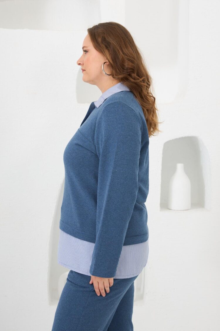 Plus Size Sweat Blue With Shirt Look