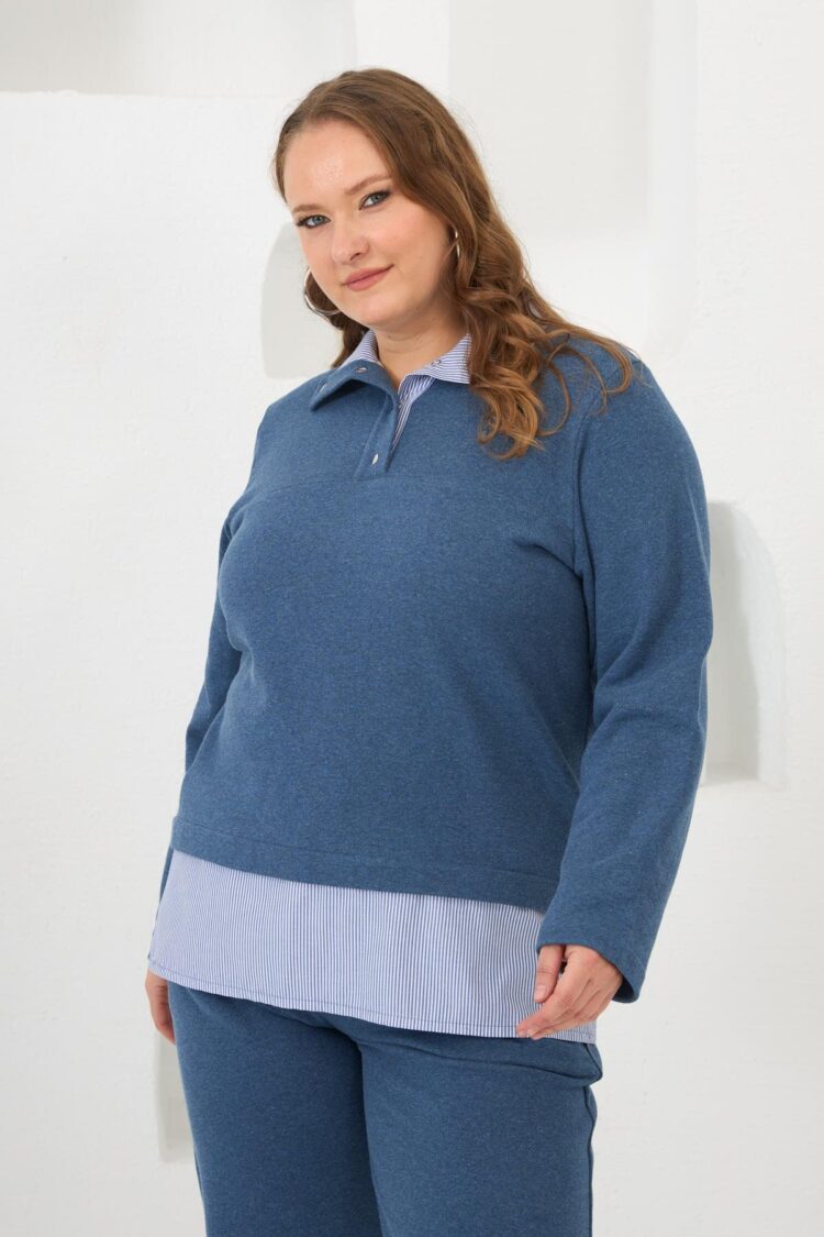 Plus Size Sweat Blue With Shirt Look