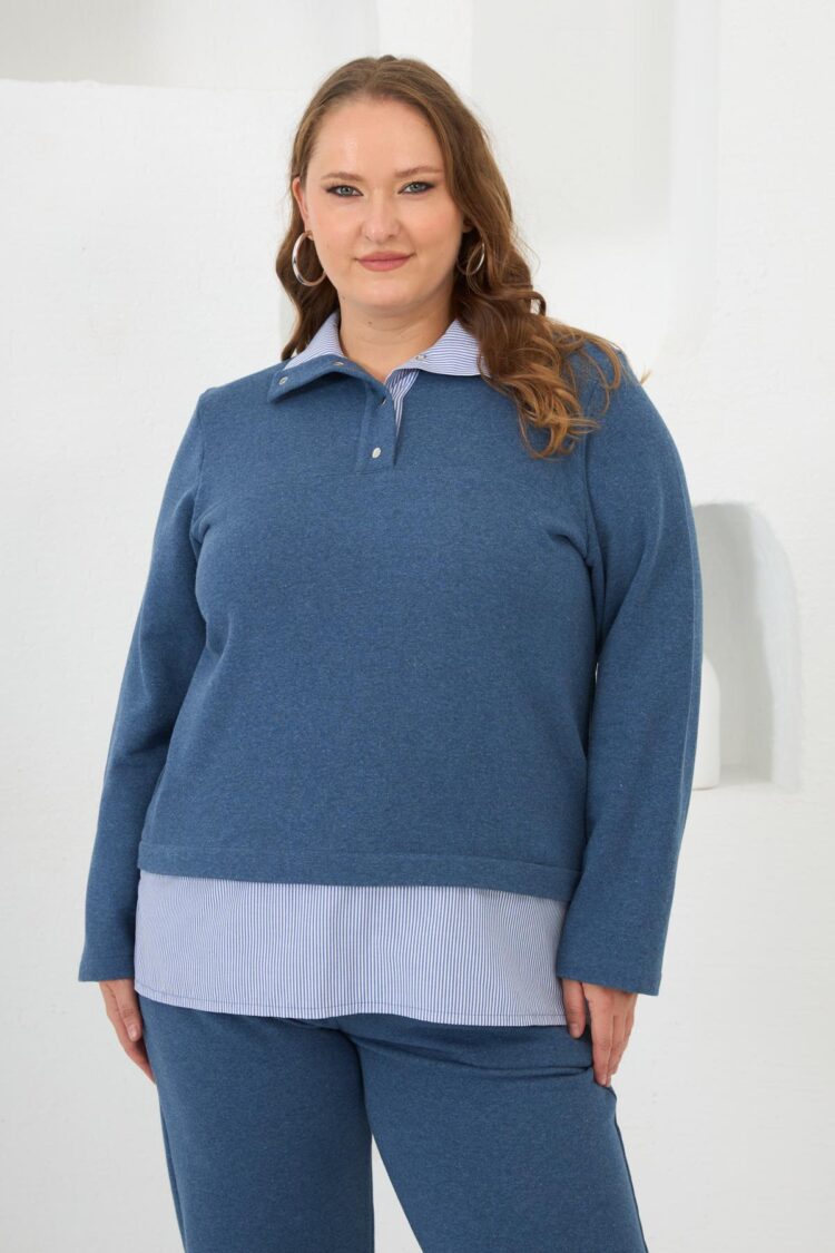 Plus Size Sweat Blue With Shirt Look - Brand: RMG - Women & Kids, Baby Clothes Wholesale - Globality Store