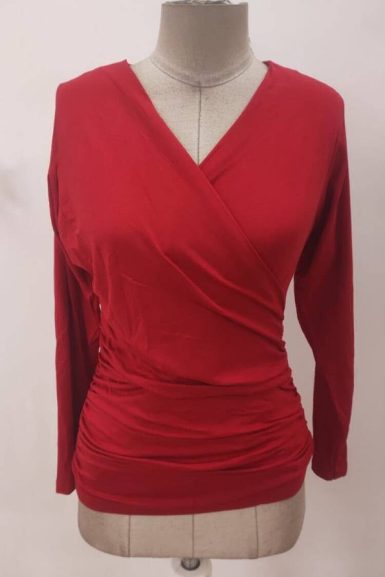 Blouse Slim Fit V-Neck Long Sleeve