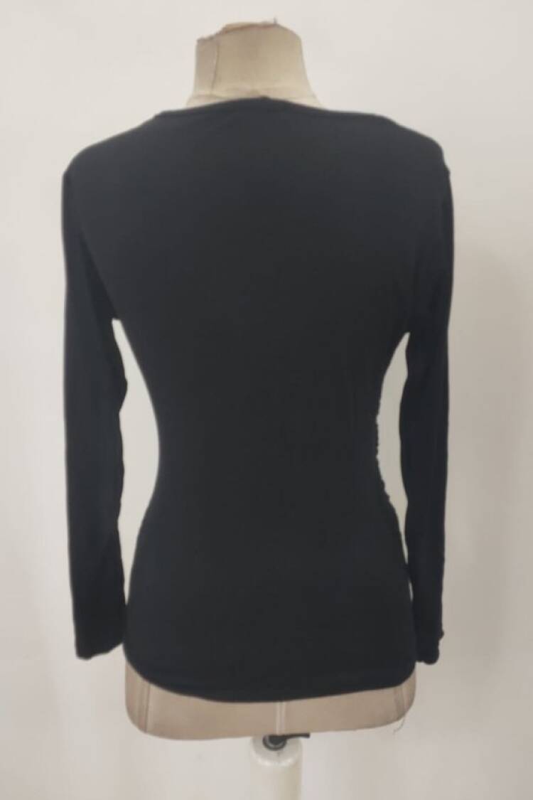 Slim Fit V-Neck Blouse With Straight Sleeves