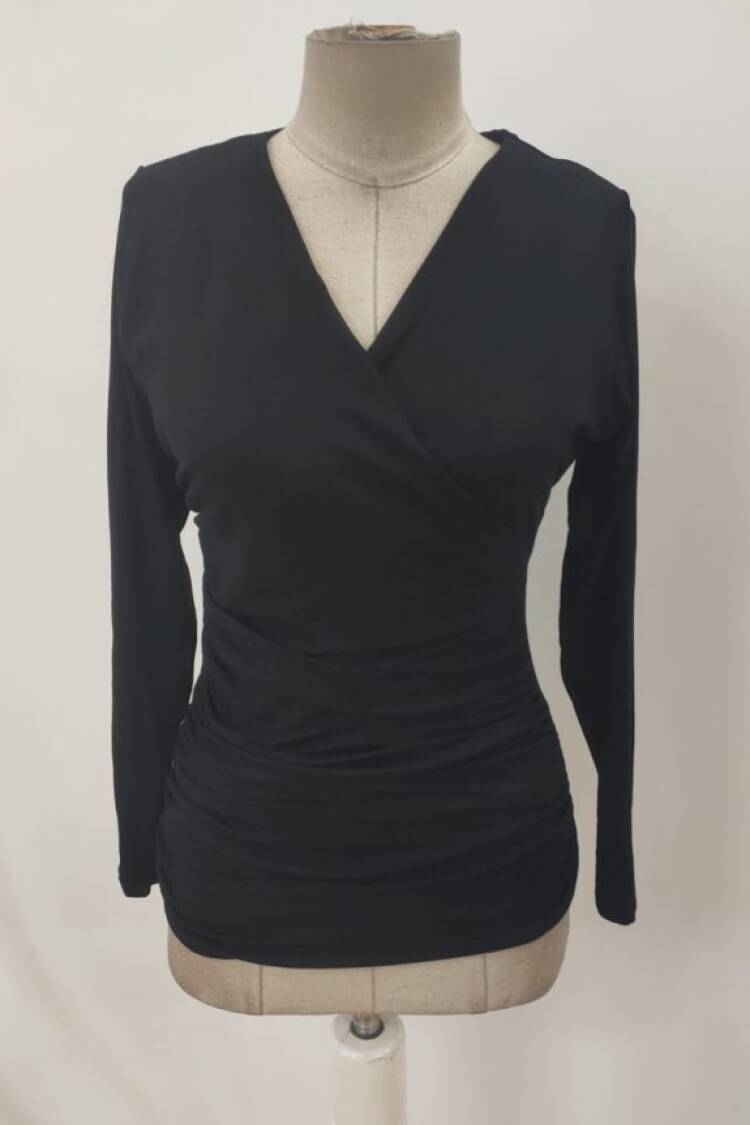 Slim Fit V-Neck Blouse With Straight Sleeves