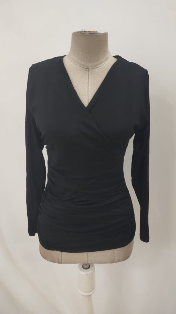 Slim Fit V-Neck Blouse With Straight Sleeves