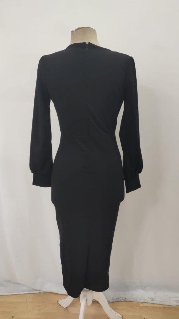 Elegant Bodycon Midi Dress With Ballon Sleeves