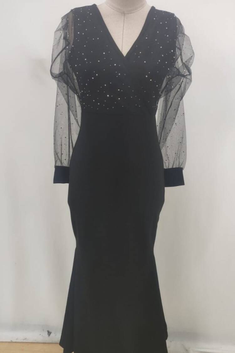 Black Elegant Fit And Flare Dress