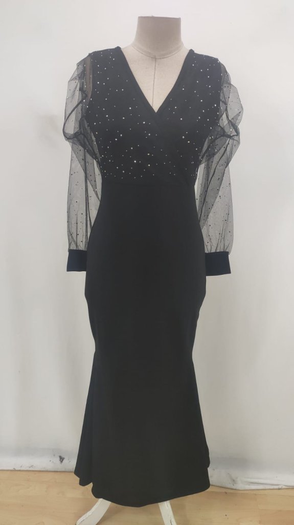 Black Elegant Fit And Flare Dress