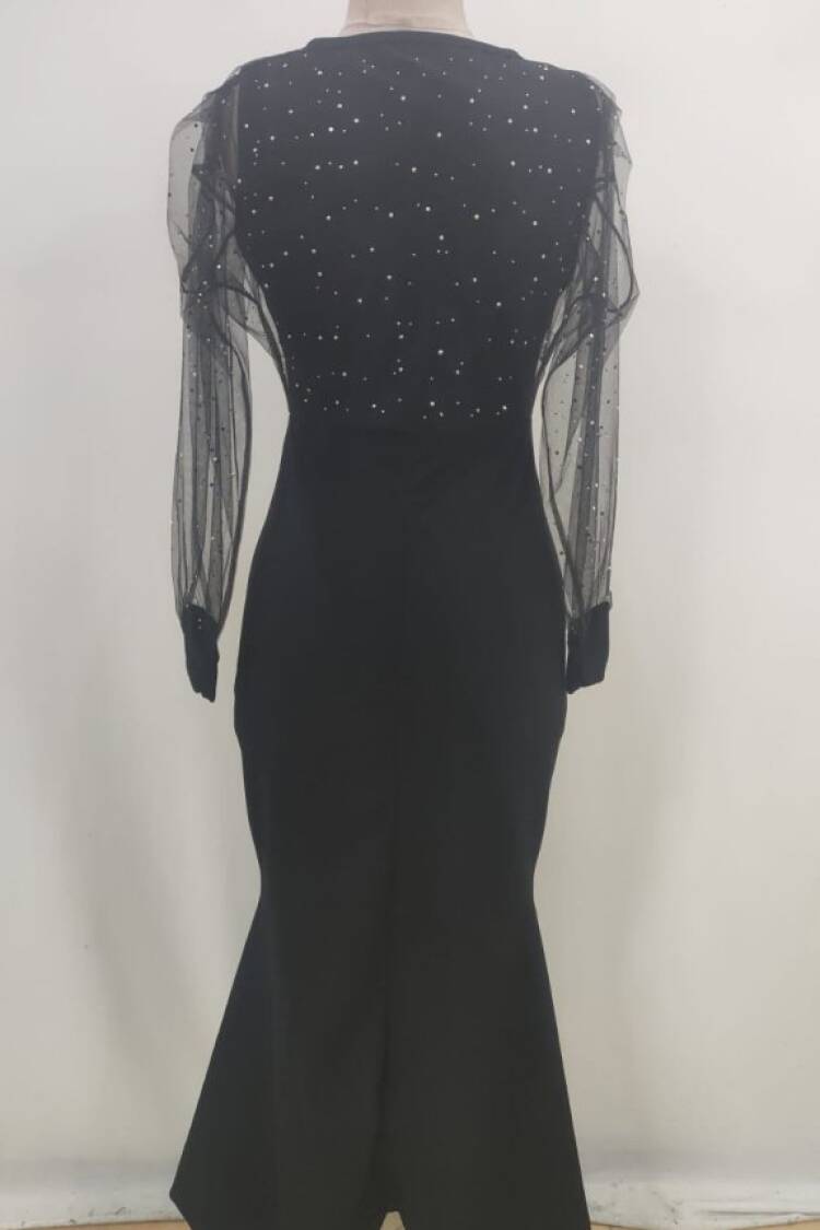 Black Elegant Fit And Flare Dress