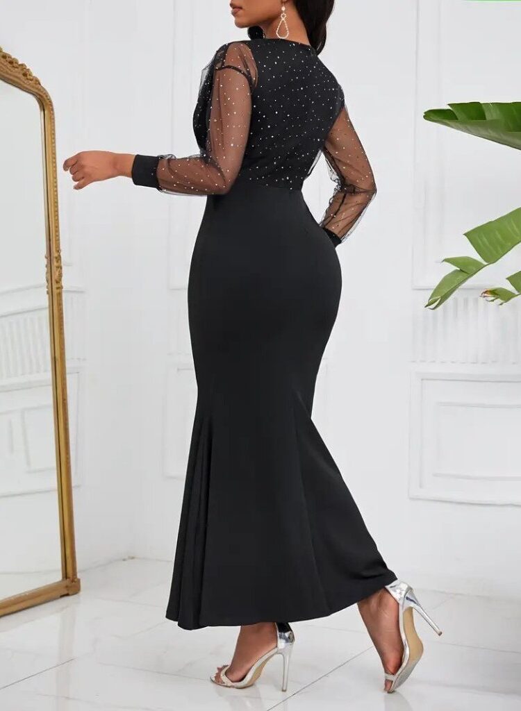 Black Elegant Fit And Flare Dress