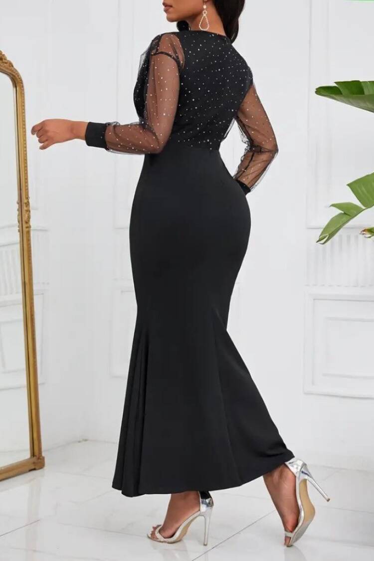 Black Elegant Fit And Flare Dress