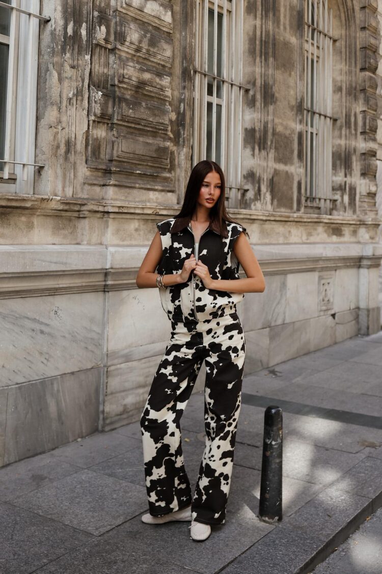 Black Animal Print Palazzo Set