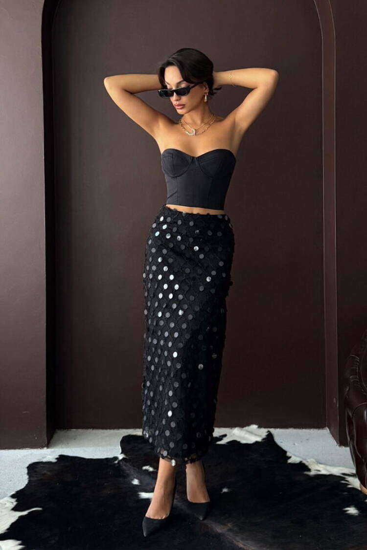 Elegant Sequined Polka Dot Midi Pencil Skirt - Brand: Topshow - Women & Kids, Baby Clothes Wholesale - Globality Store