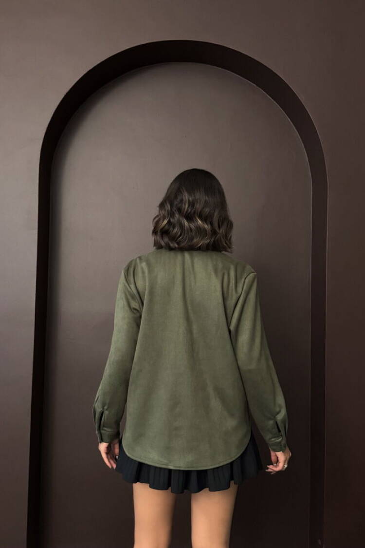 F2024 Embroidered Scuba Suede Shirt