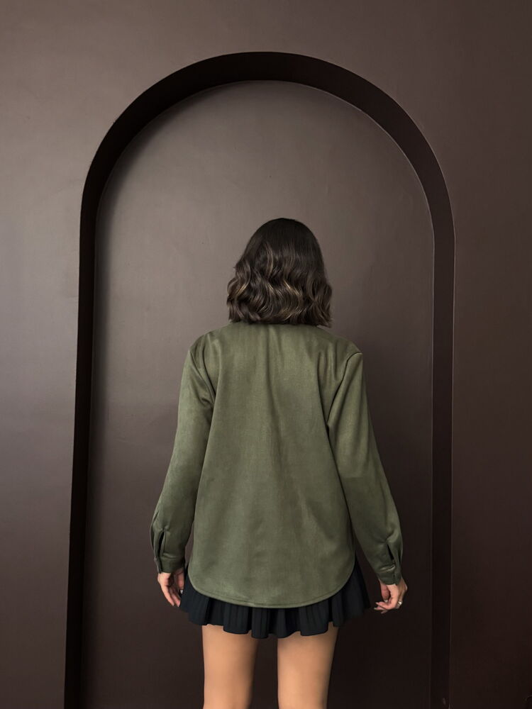 F2024 Embroidered Scuba Suede Shirt