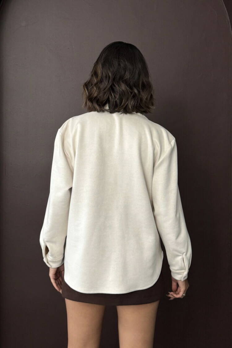 Beige Vintage Buttoned Floral Shirt