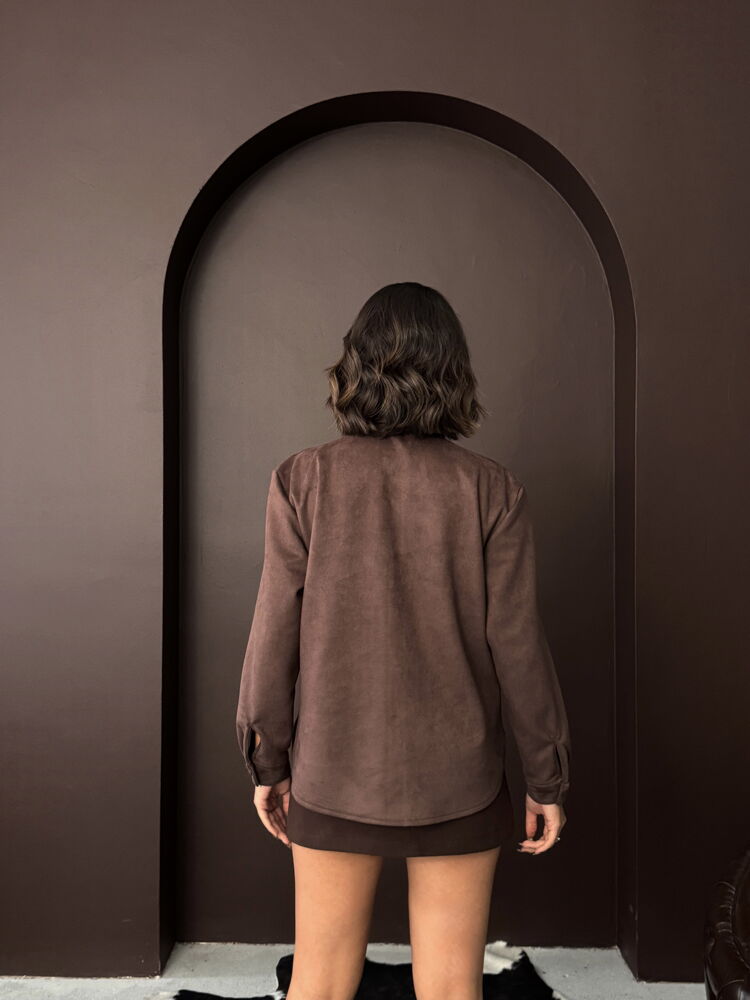F2024 Embroidered Scuba Suede Shirt