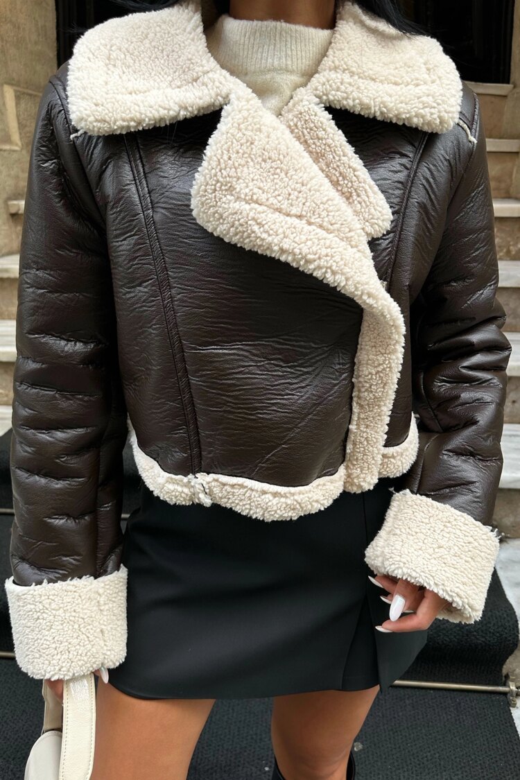 Black Biker Jacket With Notched Collar