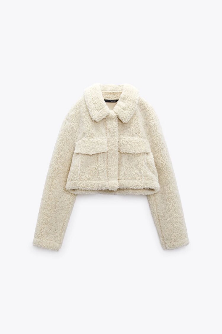 White Overshirt Jacket With Point Collar