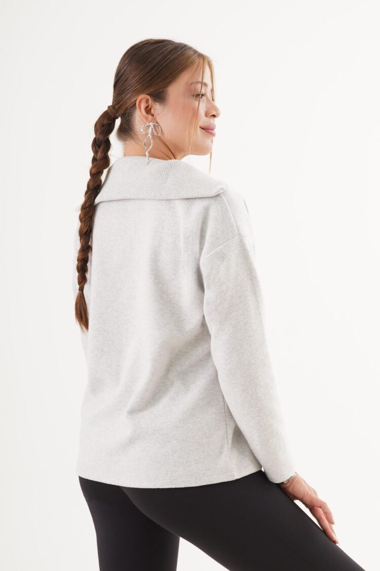 Sweater With Hooded Neck And Long Sleeves