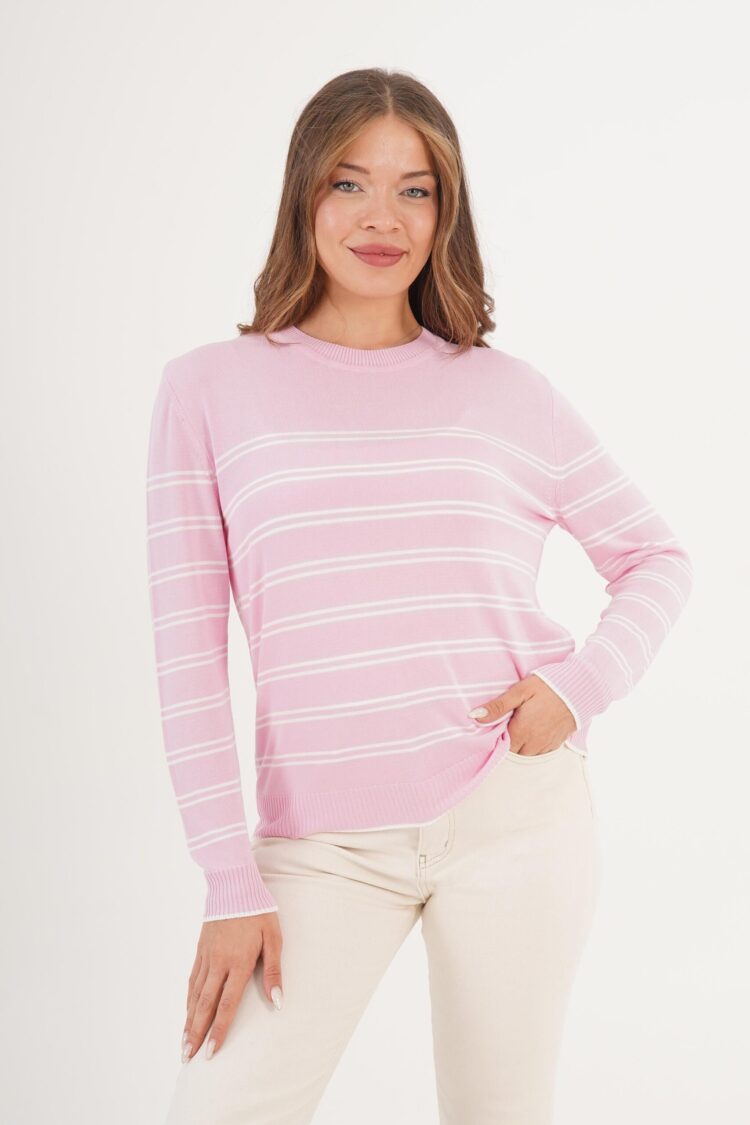 Casual Preppy Striped Sweater - Brand: Lustrin - Women & Kids, Baby Clothes Wholesale - Globality Store