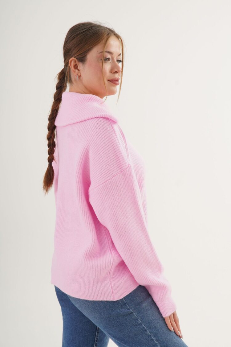Oversized Fit Casual Sweater With Shawl Collar