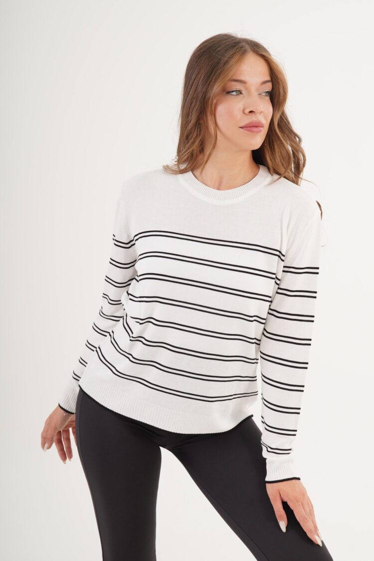 Striped Crew Neck Casual Sweater