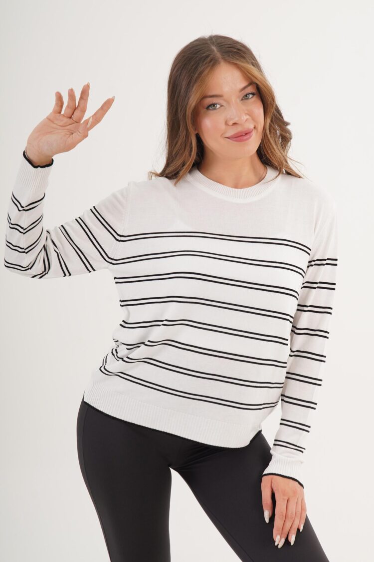 Striped Crew Neck Casual Sweater