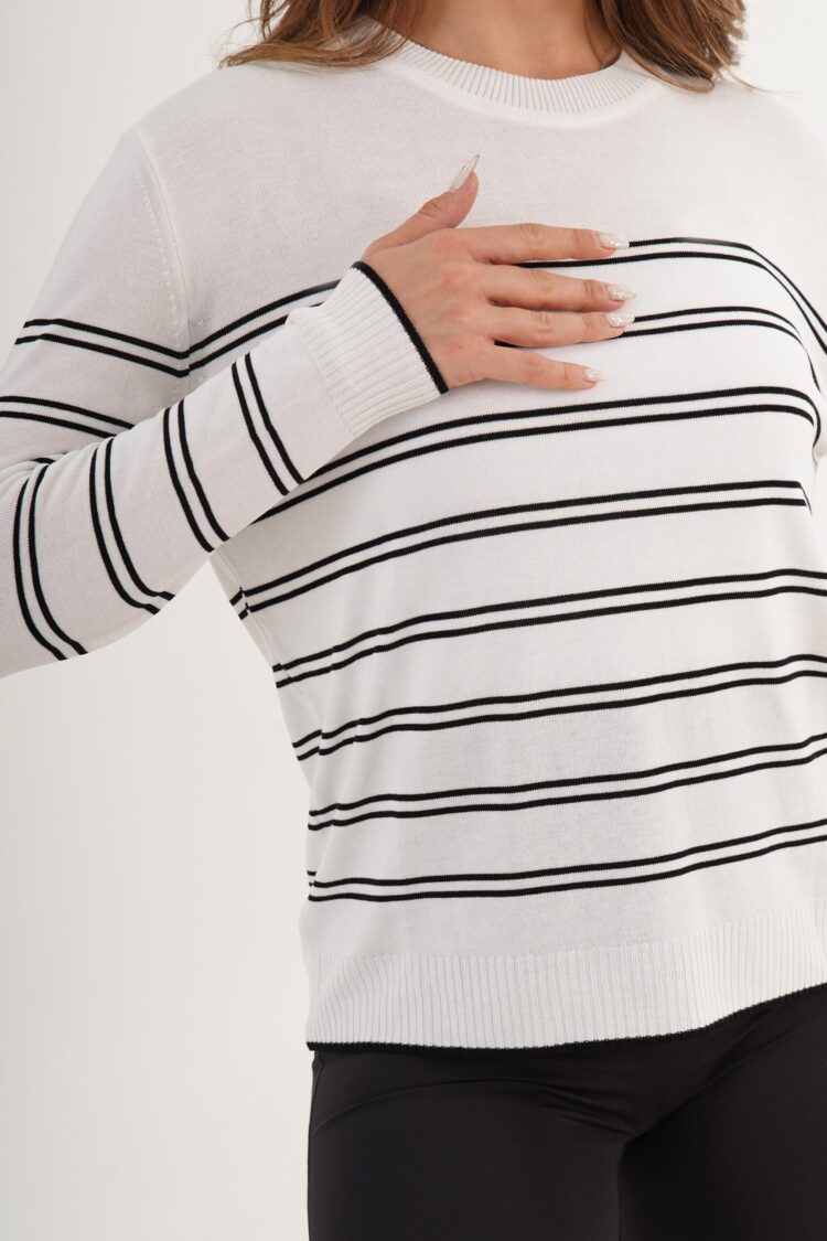 Striped Crew Neck Casual Sweater